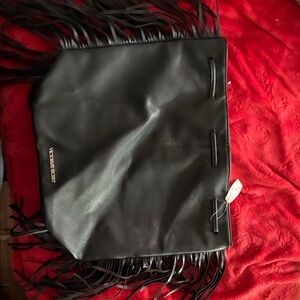 Victoria's Secret Black Leather Fringe Bag